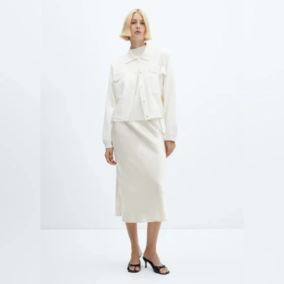 Mango Long Sleeve Cardigan With Shirt Collar And Pockets - Picture 2 of 16